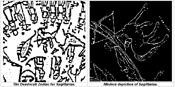 Denderah Zodiac and modern Sagittarius