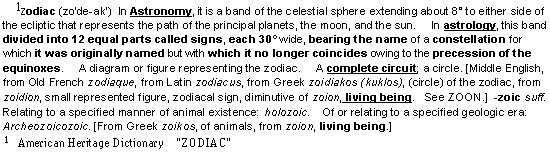 The definition of the Zodiac